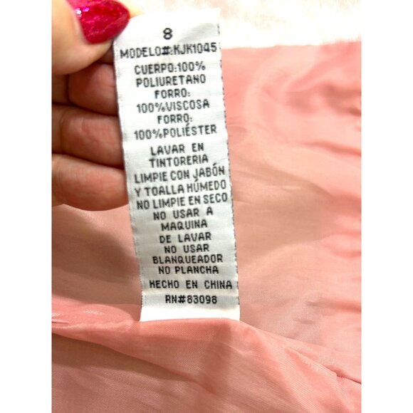 Ci Sono Kids Girl Moto Biker Jacket 8 Metallic Pink Faux Leather Zipper Pockets - Picture 12 of 14